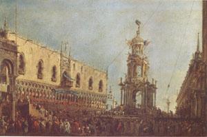 Francesco Guardi The Doge Takes Part in the Festivities in the Piazzetta on Shrove Tuesday (mk05) oil painting image